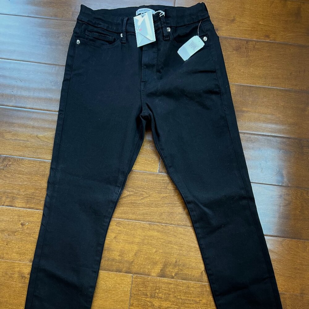 Good American High Rise Skinny Jeans Black 10